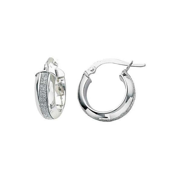 Greg Anthony Glitter Gold Hoop Earrings Sm 14K White Gold - Trustmark Jewelers - Earrings