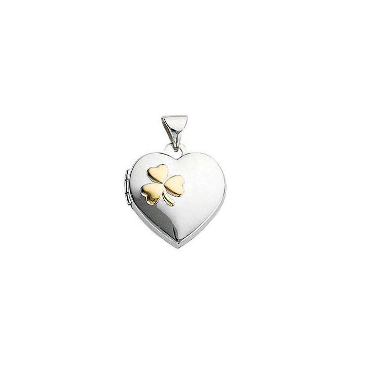 Heart Clover Locket 925 Sterling Silver - Trustmark Jewelers - Pendants and Necklaces
