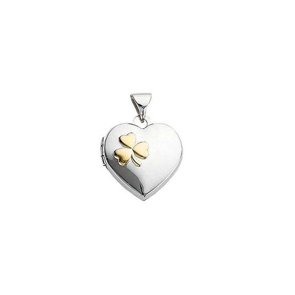 Heart Clover Locket 925 Sterling Silver - Trustmark Jewelers - Pendants and Necklaces