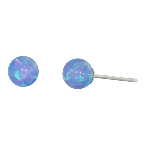 Sky: 4mm Azure Blue Opal Ball Stud Post Earrings 925 Sterling Silver - TrustmarkJewelers.com