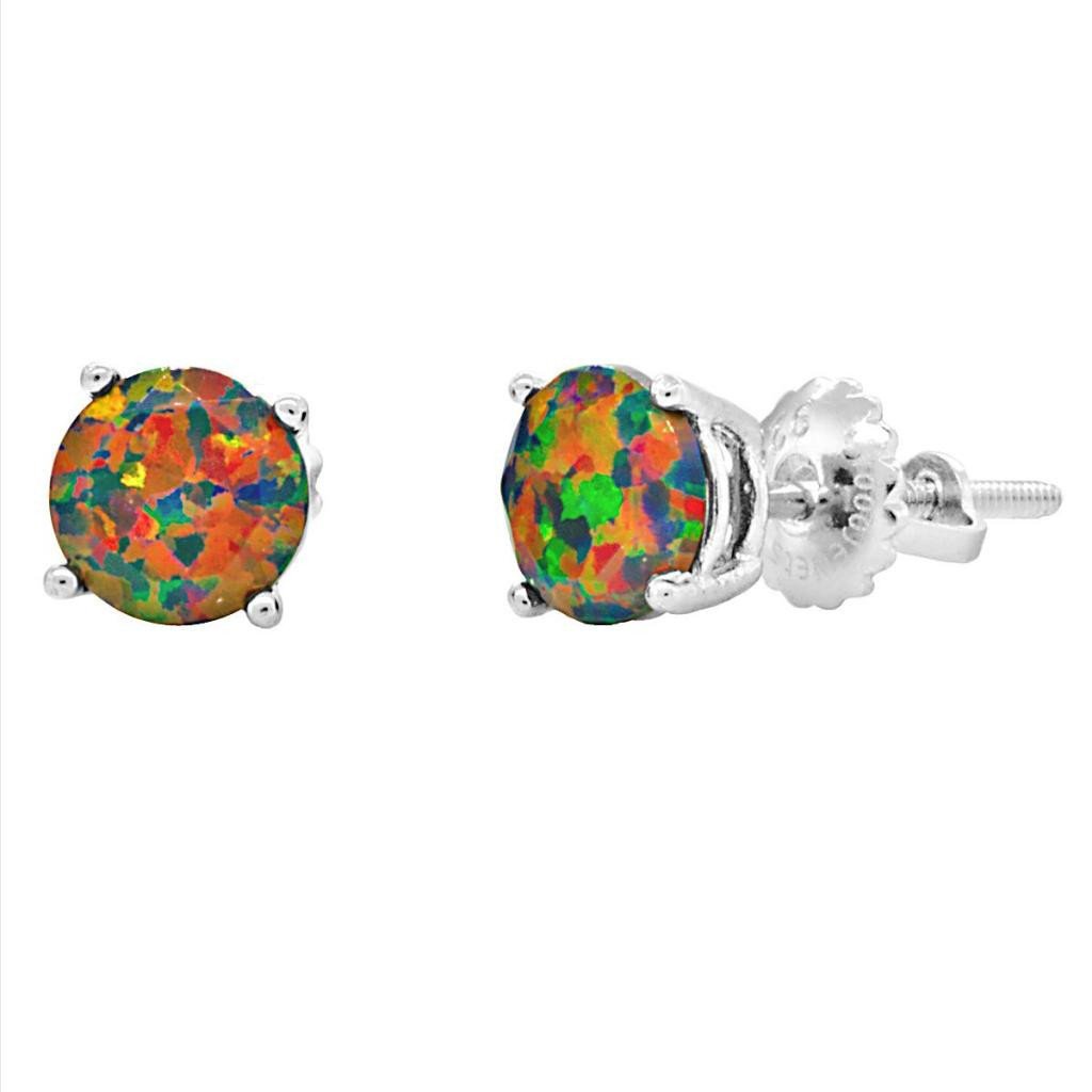 Aurora: 6mm Diamond Cut Faceted Black Opal Screw Back Earrings - TrustmarkJewelers.com