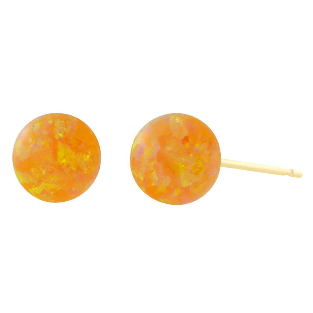 Cira: Citrine Yellow Created Australian Opal Ball Stud Earrings 14-20 Gold Filled - TrustmarkJewelers.com