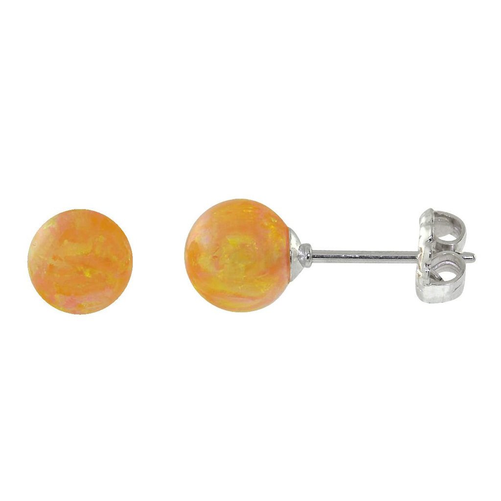 Cira: 4mm Citrine Yellow Opal Ball Stud Earrings 14K White Gold - TrustmarkJewelers.com