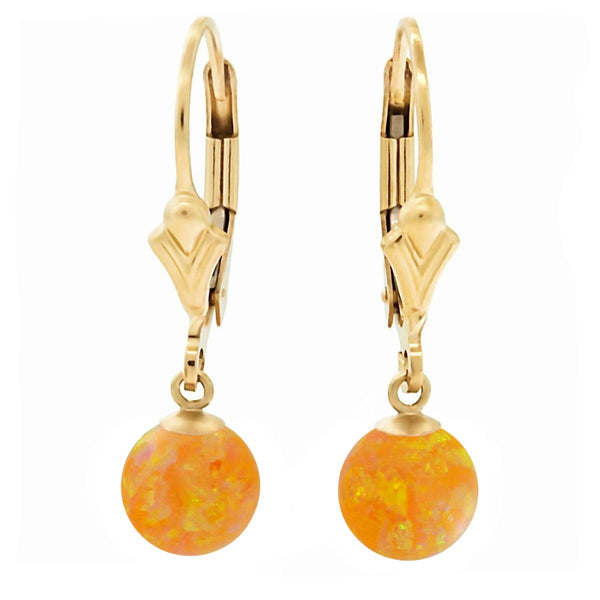 Cira: Citrine Yellow Created Australian Opal Ball Drop Leverback Earrings 14-20 Gold Filled - TrustmarkJewelers.com