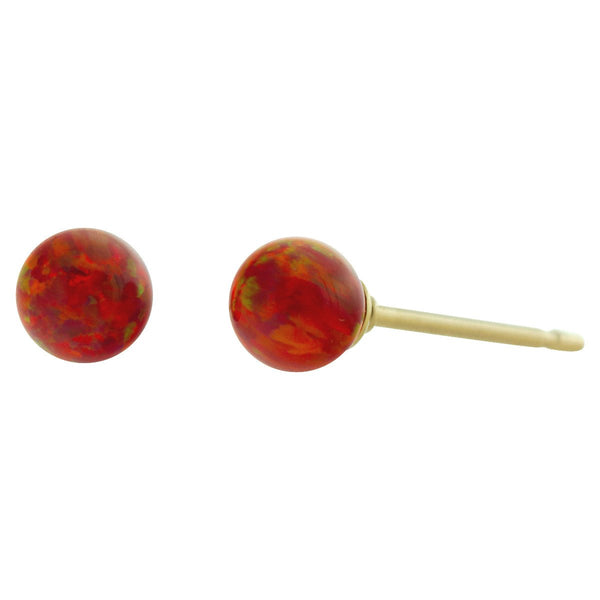 Ginger: 4mm Flame Red Australian Opal Ball Stud Earrings 14-20 Gold Filled - TrustmarkJewelers.com