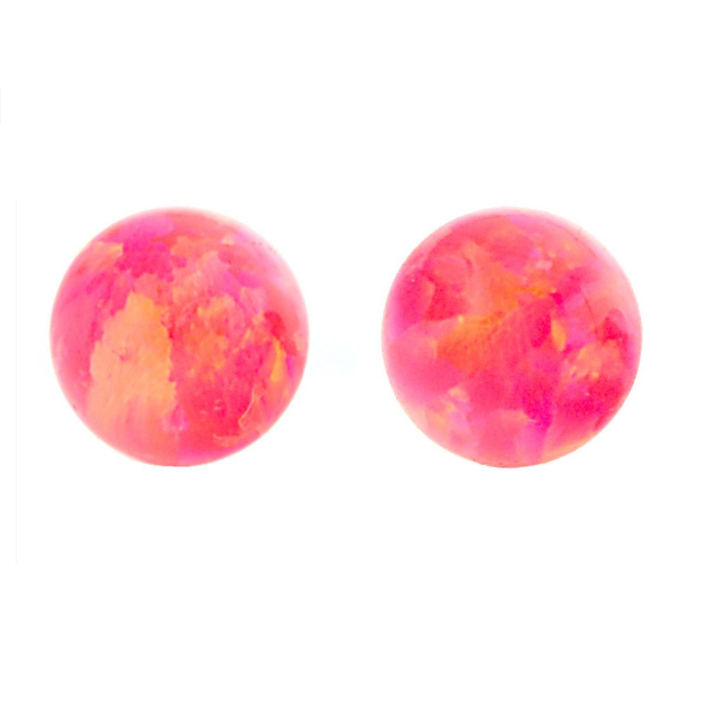 Pia: 10mm Hot Pink Opal Ball Stud Earrings 14-20 Gold Filled - TrustmarkJewelers.com