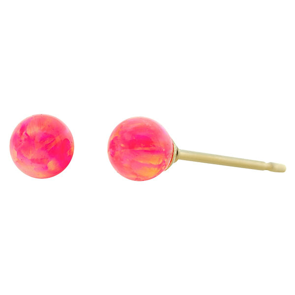 Pia: Hot Pink Created Australian Opal Ball Stud Earrings 14-20 Gold Filled - TrustmarkJewelers.com