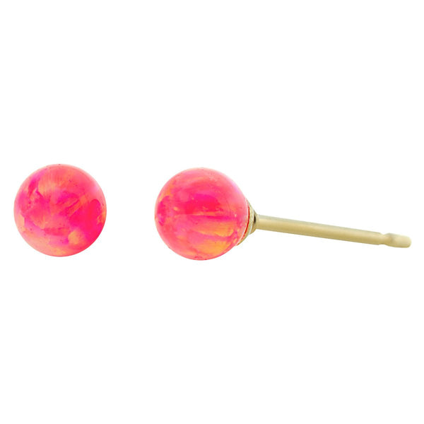 Pia: 4mm Hot Pink Opal Ball Stud Earrings 14-20 Gold Filled - TrustmarkJewelers.com