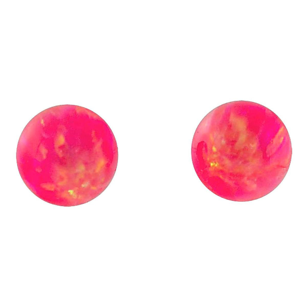 Pia: 4mm Hot Pink Opal Ball Stud Earrings 14K White Gold - TrustmarkJewelers.com
