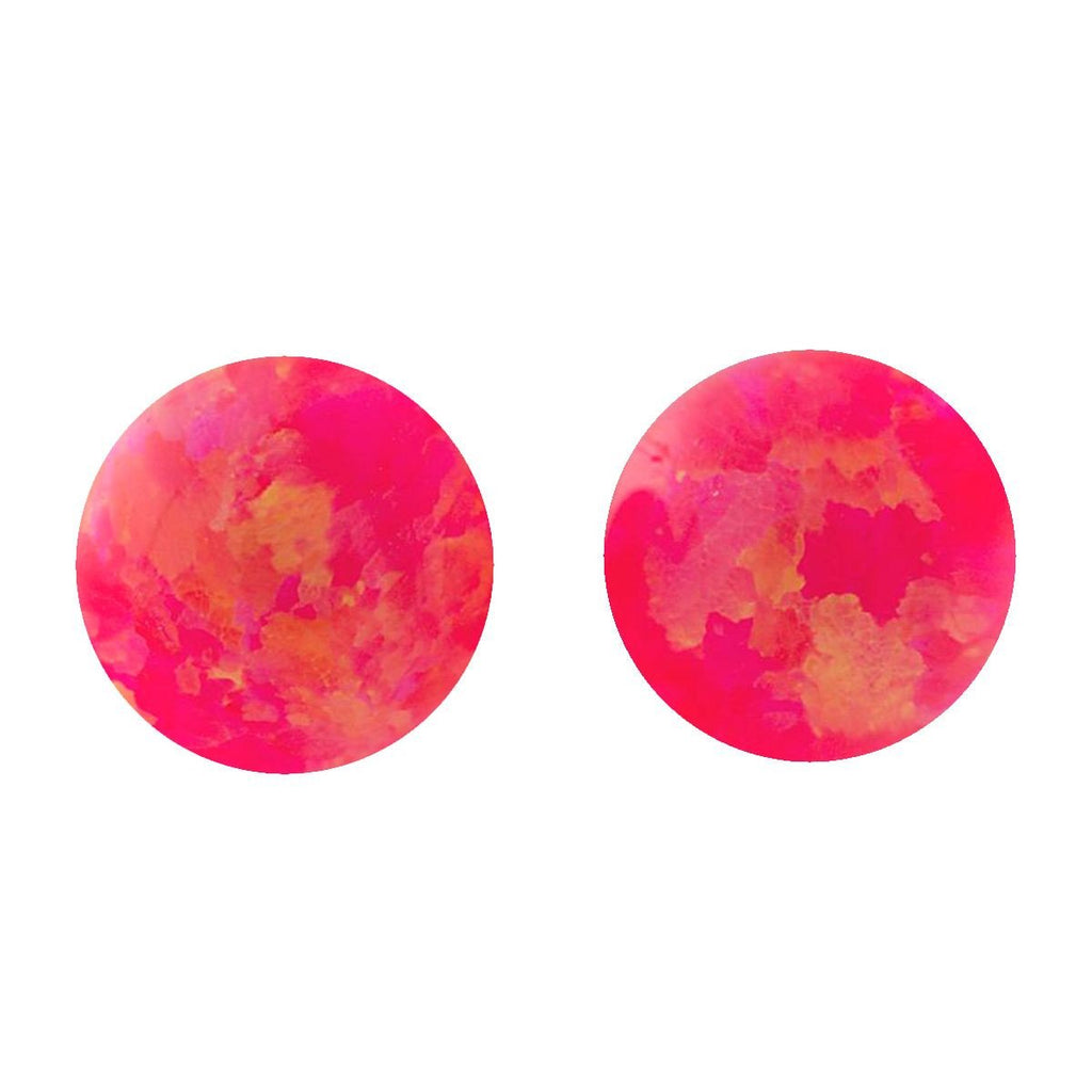Pia: 6mm Hot Pink Opal Ball Stud Earrings 925 Sterling Silver - TrustmarkJewelers.com