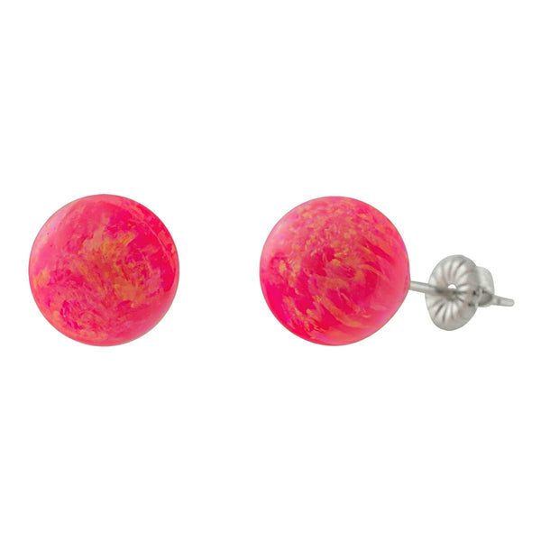 Pia: 10mm Hot Pink Opal Ball Stud Earrings 925 Sterling Silver - TrustmarkJewelers.com