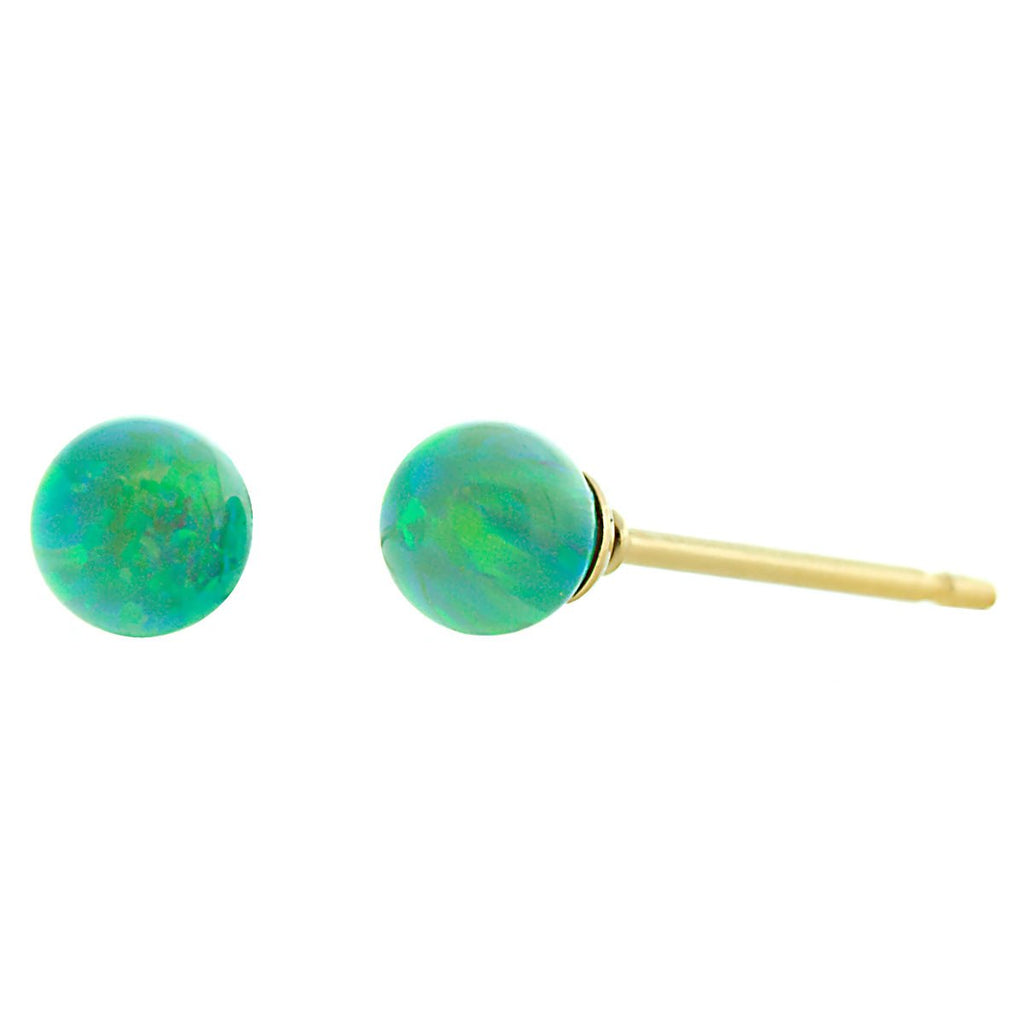 Margarita: Kiwi Green Created Australian Opal Ball Stud Earrings 14-20 Gold Filled - TrustmarkJewelers.com