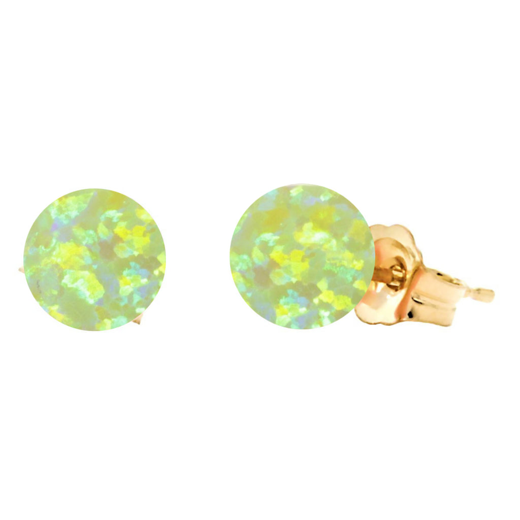 Aileen: Lime Green Created Australian Opal Ball Stud Earrings 14-20 Gold Filled