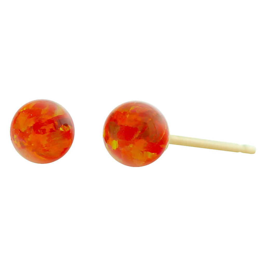 Orlena: 4mm Mexican Fire Opal Ball Stud Earrings 14-20 Gold Filled - TrustmarkJewelers.com