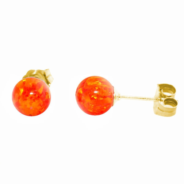 Orlena: 6mm Mexican Fire Opal Ball Stud Earrings 14-20 Gold Filled - TrustmarkJewelers.com