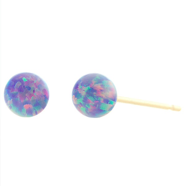 Norah: 4mm Lavender Opal Ball Stud Post Earrings 14k Yellow Gold - TrustmarkJewelers.com