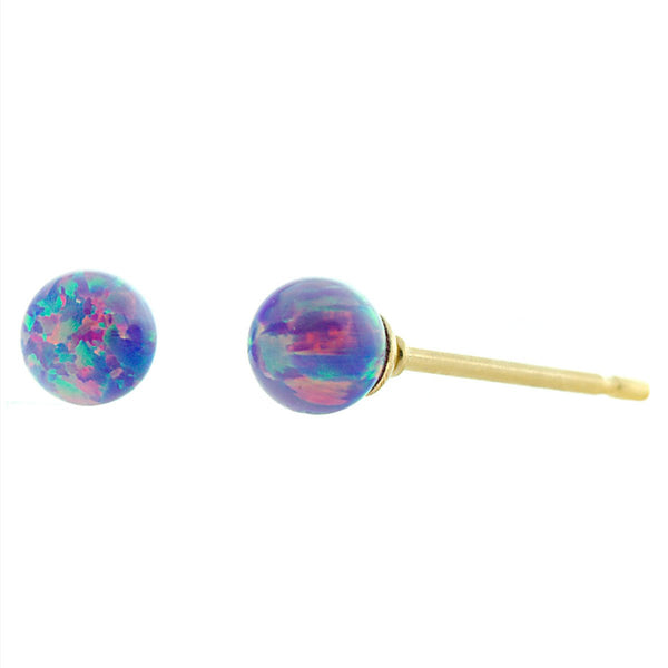 Norah: 4mm Lavender Opal Ball Stud Post Earrings 14-20 Gold Filled - TrustmarkJewelers.com
