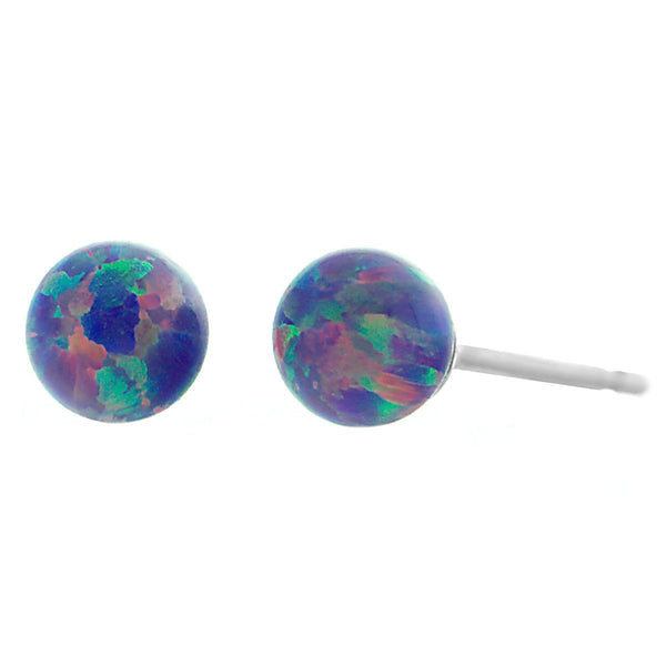 Norah: Lavender Created Australian Opal Ball Stud Post Earrings 925 Sterling Silver - TrustmarkJewelers.com