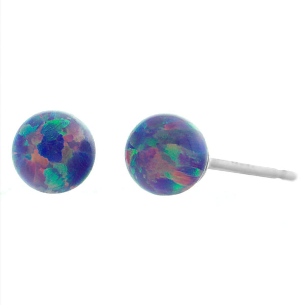 Norah: 4mm Lavender Opal Ball Stud Post Earrings 925 Sterling Silver - TrustmarkJewelers.com