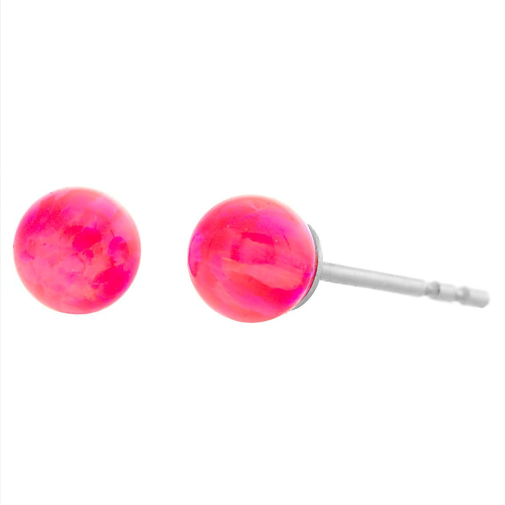 Pim: 6mm Mimosa Pink Opal Ball Stud Earrings 925 Sterling Silver - TrustmarkJewelers.com