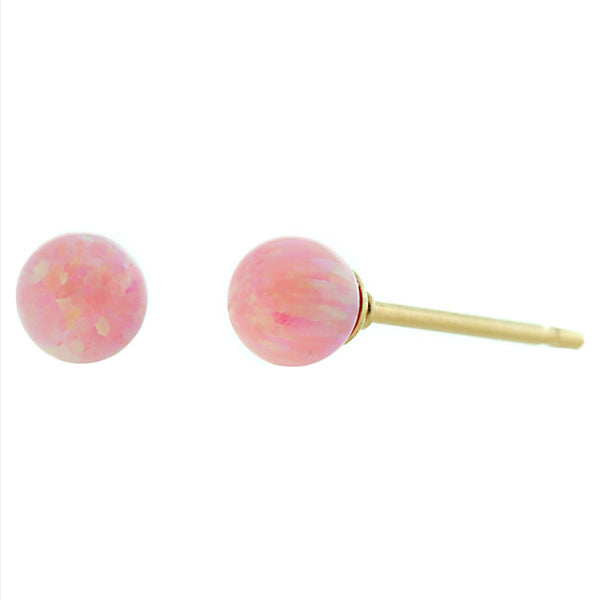 Elana: 4mm Pink Angel Skin Opal Ball Stud Earrings 14-20 Gold Filled - TrustmarkJewelers.com