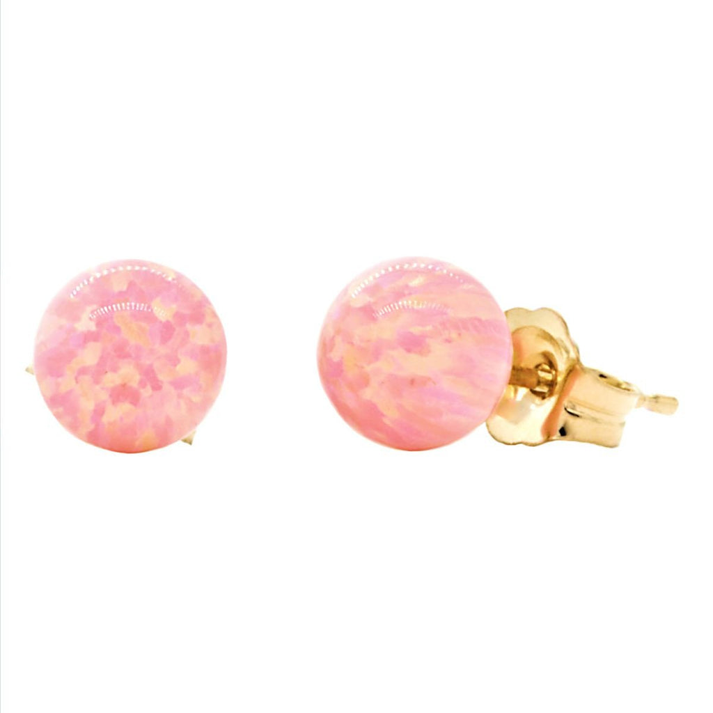 Elana: 6mm Pink Angel Skin Opal Ball Stud Earrings 14-20 Gold Filled - TrustmarkJewelers.com