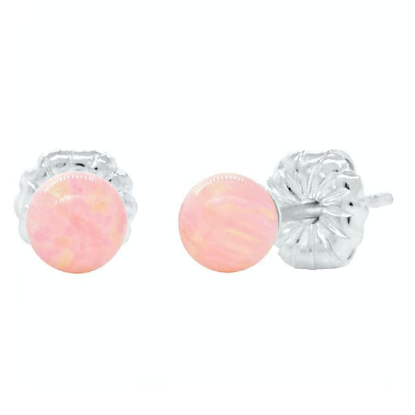 Elana: 4mm Pink Angel Skin Opal Ball Stud Earrings 925 Sterling Silver - TrustmarkJewelers.com