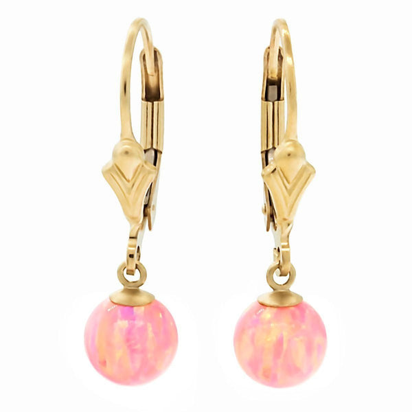 6mm Angel Skin Opal Ball Drop Leverback Earrings 14-20 Gold Filled - TrustmarkJewelers.com