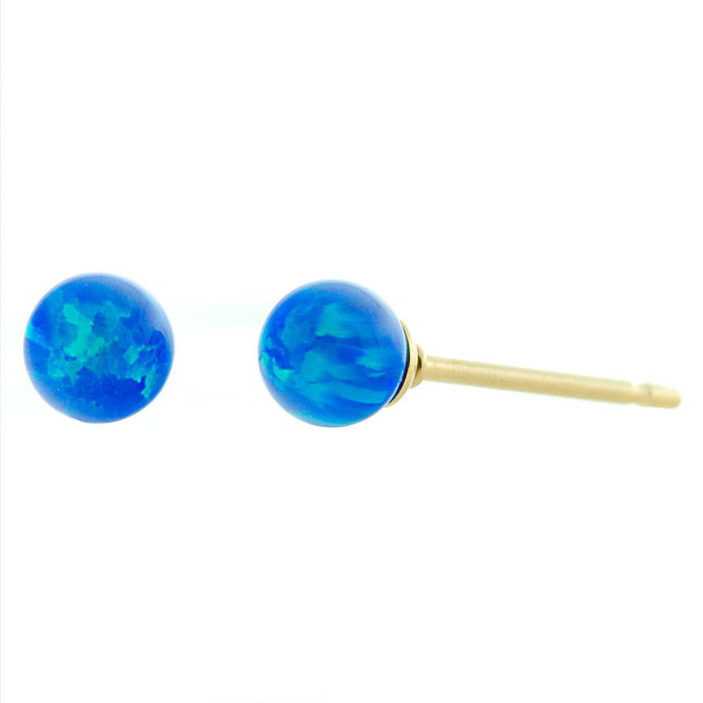 Oceans: 4mm Pacific Blue Opal Ball Stud Post Earrings 14-20 Gold Filled - TrustmarkJewelers.com