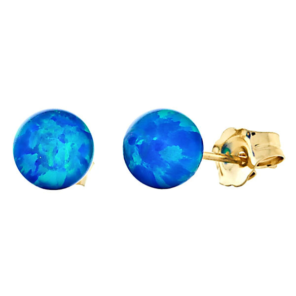 Oceans: Pacific Blue Created Australian Opal Ball Stud Post Earrings 14-20 Gold Filled - TrustmarkJewelers.com