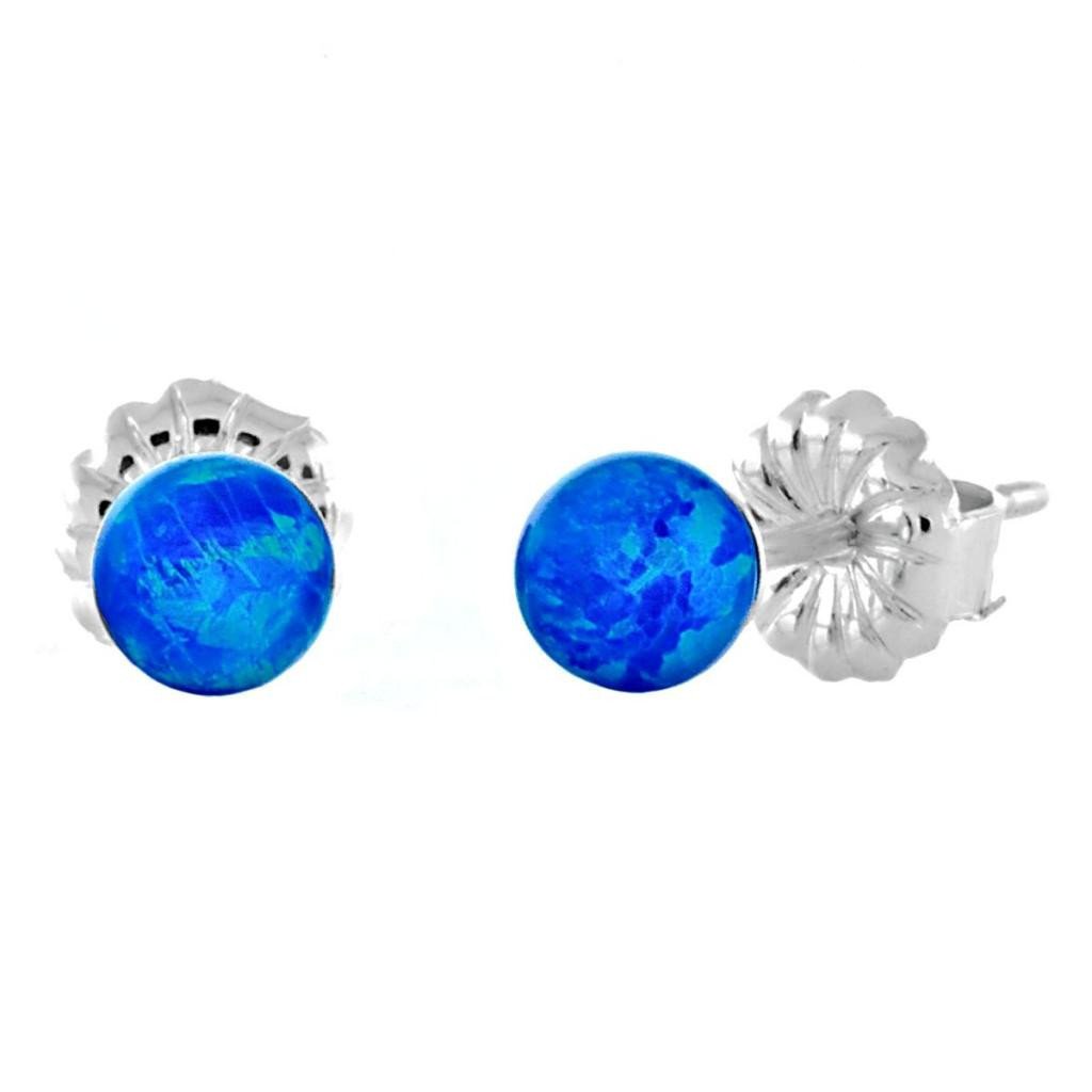 Oceans: 4mm Pacific Blue Opal Ball Stud Post Earrings 925 Silver - TrustmarkJewelers.com
