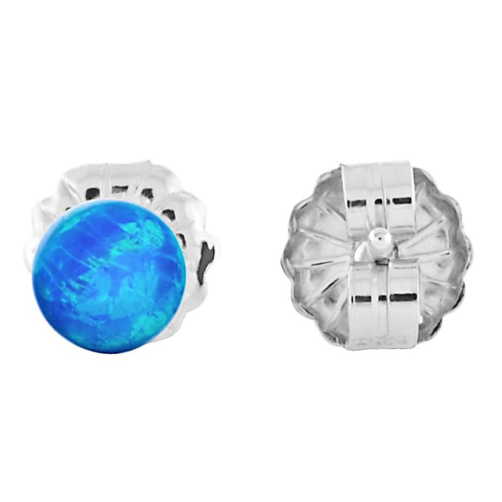 Oceans: 4mm Pacific Blue Opal Ball Stud Post Earrings 925 Silver - TrustmarkJewelers.com
