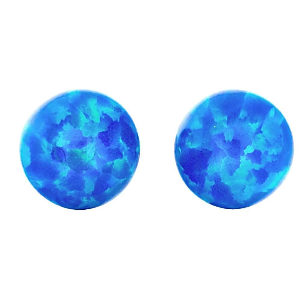 Oceans: 6mm Pacific Blue Opal Ball Stud Post Earrings 925 Silver - TrustmarkJewelers.com