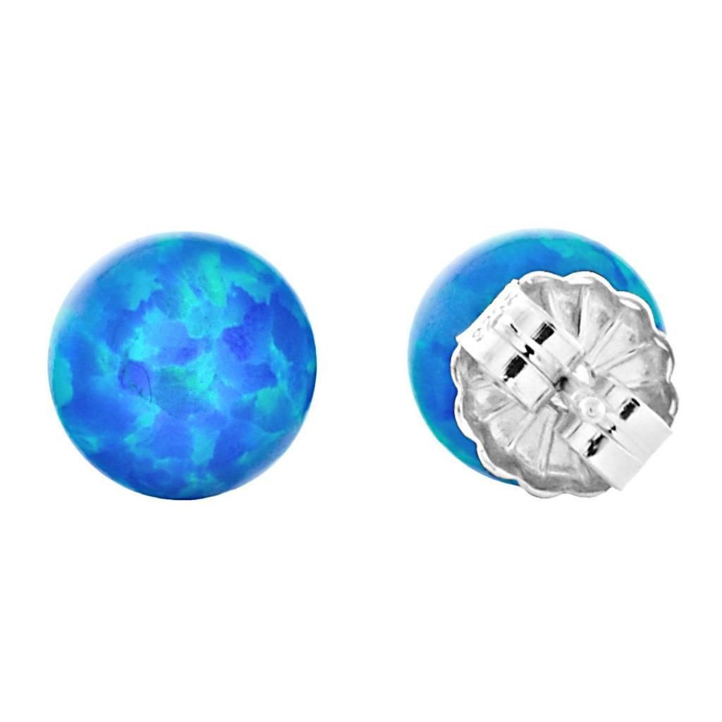 Oceans: 6mm Pacific Blue Opal Ball Stud Post Earrings 925 Silver - TrustmarkJewelers.com