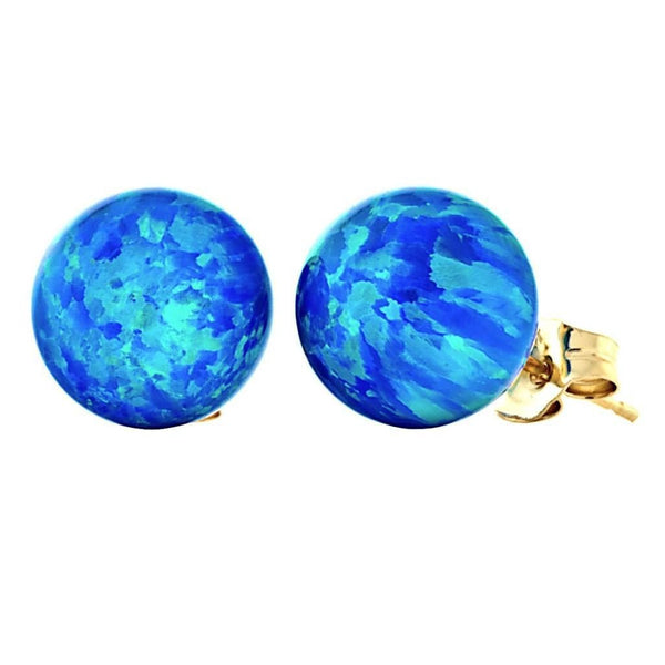 Oceans: 10mm Pacific Blue Opal Ball Stud Post Earrings 14-20 Gold Filled - TrustmarkJewelers.com