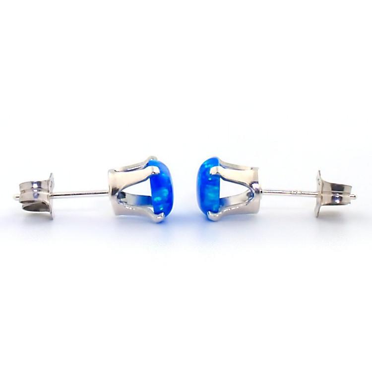 Oceans: 1.3ct 6mm Pacific Blue Opal Crown Set Stud Earrings 925 Silver - TrustmarkJewelers.com
