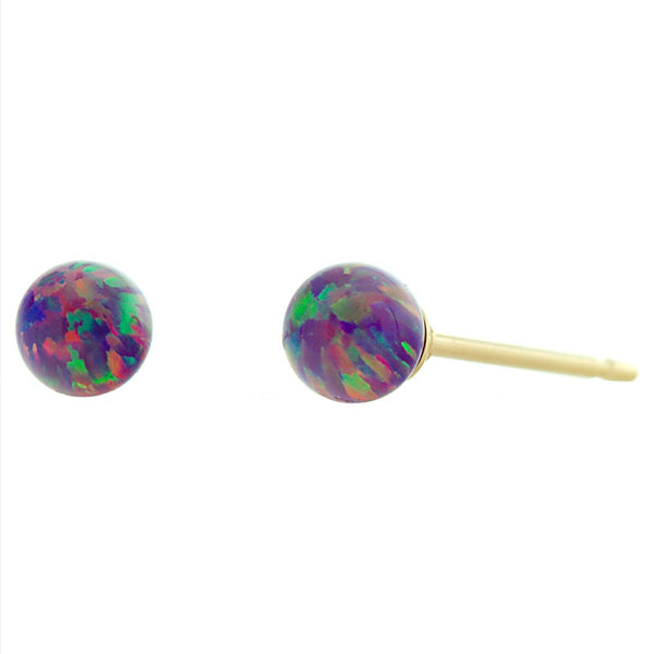 Elizabeth: 4mm Royal Lavender Opal Ball Stud Post Earrings 14-20 Gold Filled - TrustmarkJewelers.com