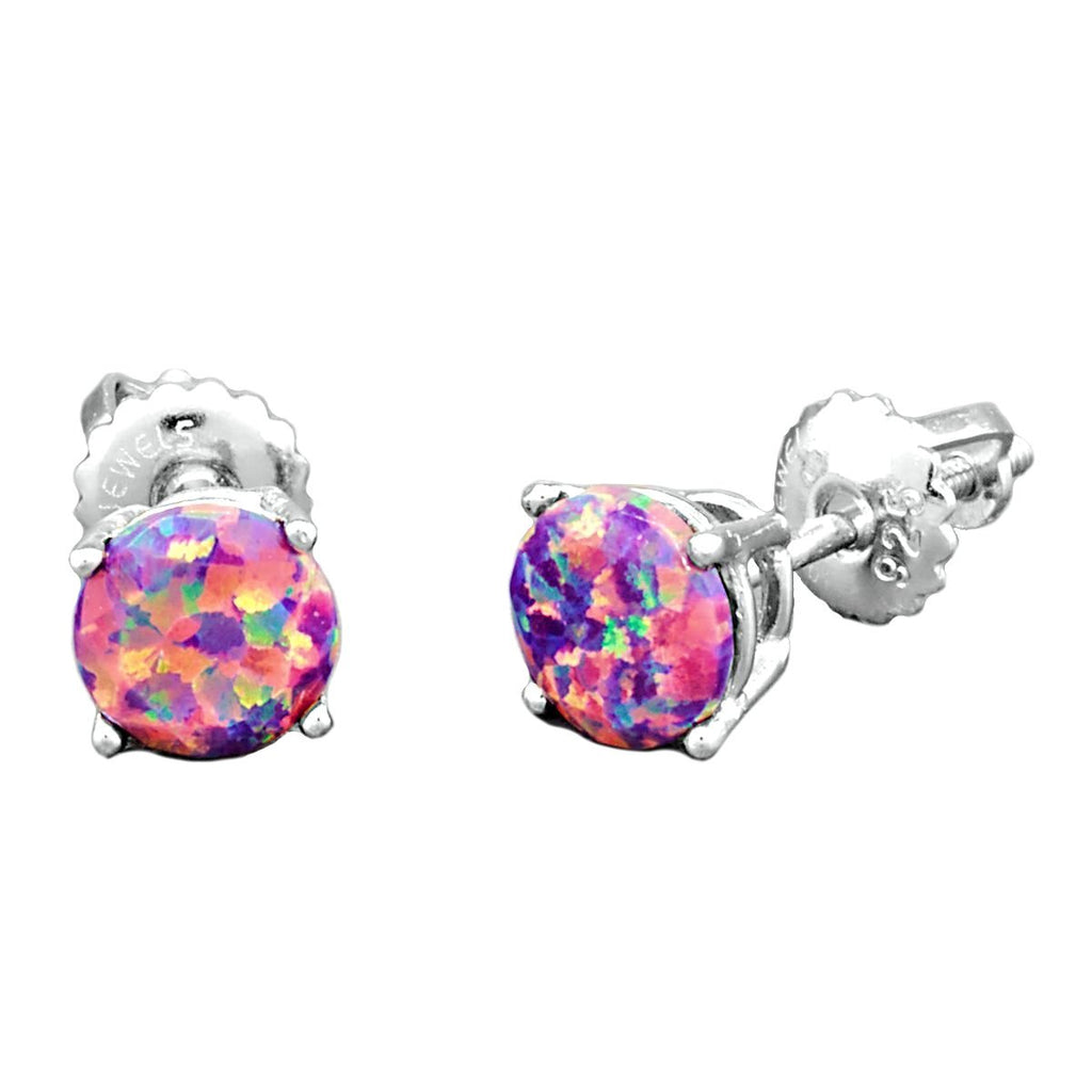 Elizabeth: 6mm Diamond Cut Faceted Lavender Opal Screw Back Earrings - TrustmarkJewelers.com