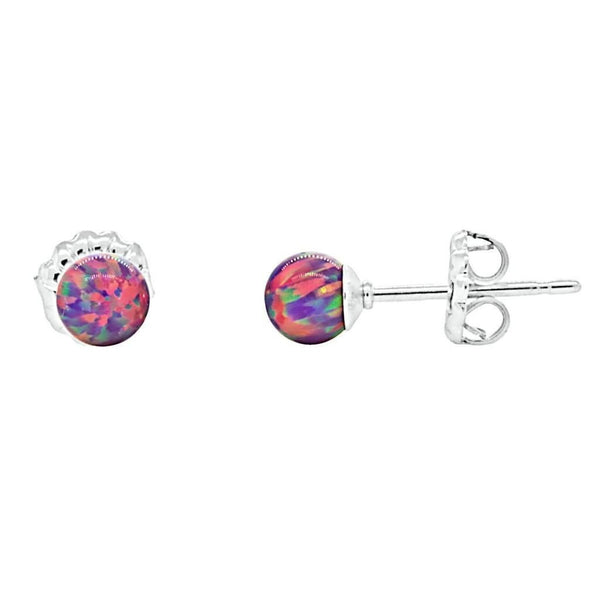 Elizabeth: 4mm Royal Lavender Opal Ball Stud Post Earrings 925 Silver - TrustmarkJewelers.com