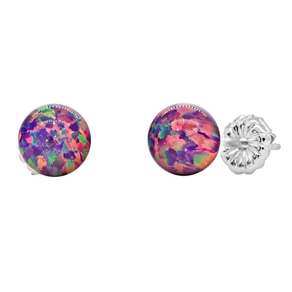 Elizabeth: 6mm Royal Lavender Opal Ball Stud Post Earrings 925 Silver - TrustmarkJewelers.com