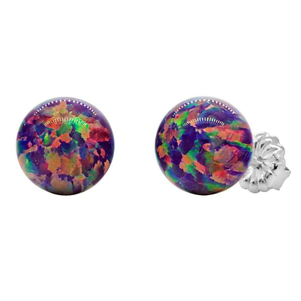 Elizabeth: 8mm Royal Lavender Opal Ball Stud Post Earrings 925 Silver - TrustmarkJewelers.com