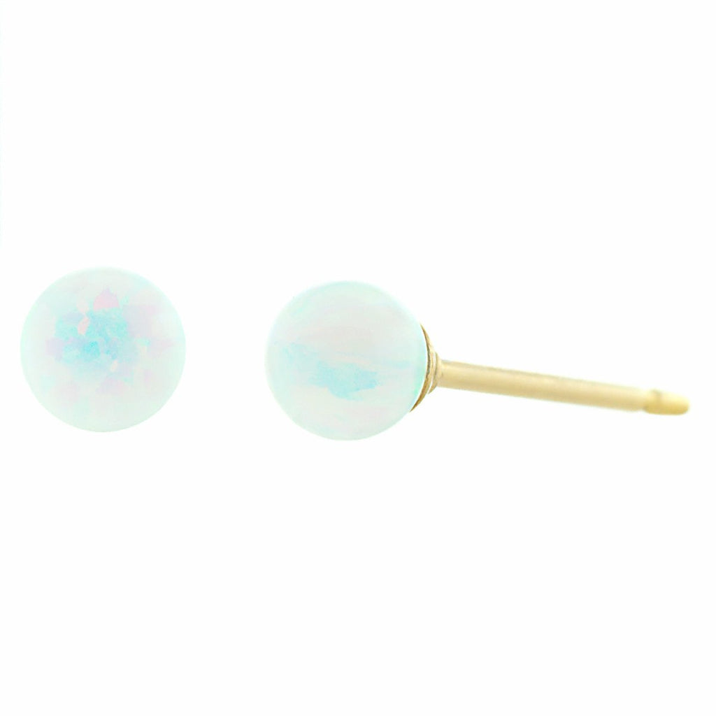 Lorraine: 4mm White Opal Ball Stud Post Earrings 14-20 Gold Filled - TrustmarkJewelers.com