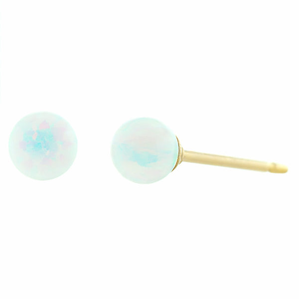 Lorraine: 4mm White Opal Ball Stud Post Earrings 14-20 Gold Filled - TrustmarkJewelers.com