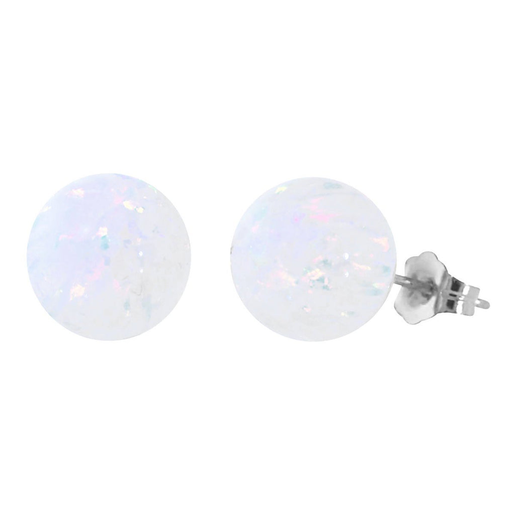 Lorraine: 10mm White Opal Ball Stud Post Earrings 925 Sterling Silver - TrustmarkJewelers.com