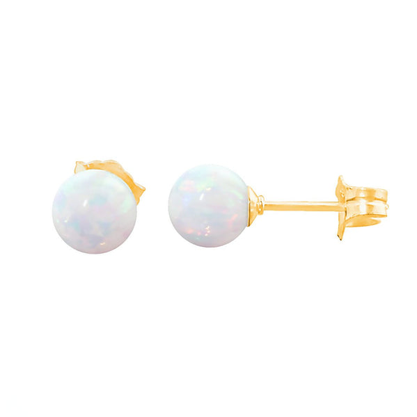 Lorraine: 6mm White Opal Ball Stud Post Earrings 14-20 Gold Filled - TrustmarkJewelers.com
