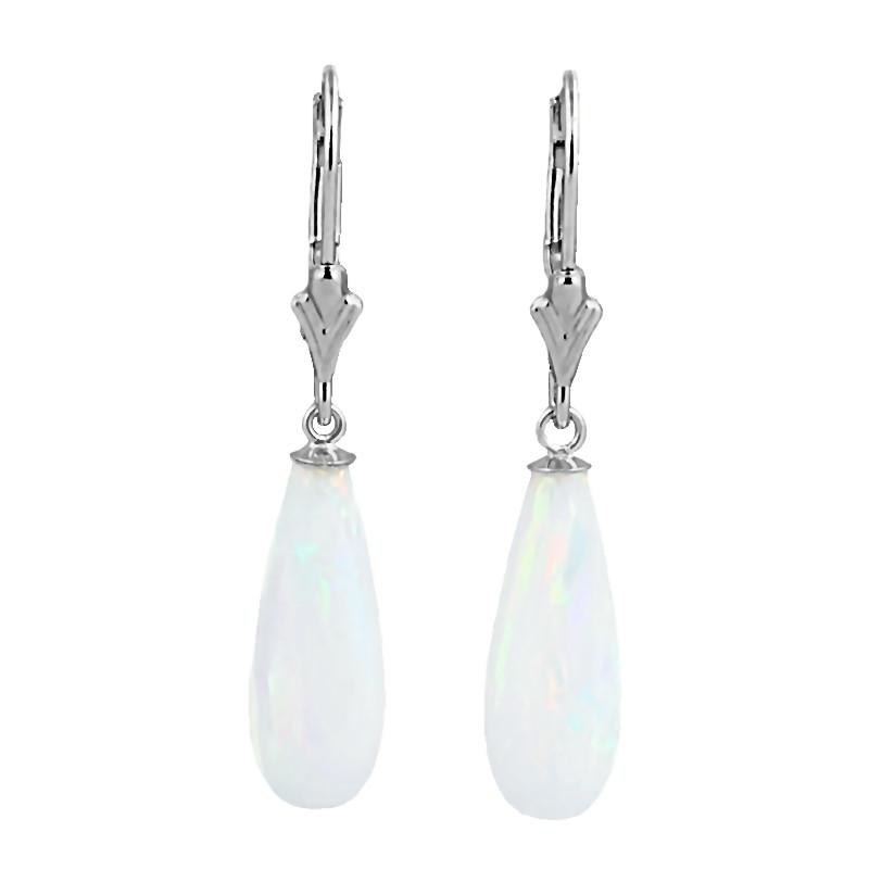 Lorraine: 16mm White Created Opal Teardrop Lever Back Earrings Sterling Silver - TrustmarkJewelers.com