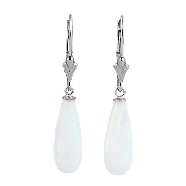 Lorraine: 16mm White Created Opal Teardrop Lever Back Earrings Sterling Silver - TrustmarkJewelers.com