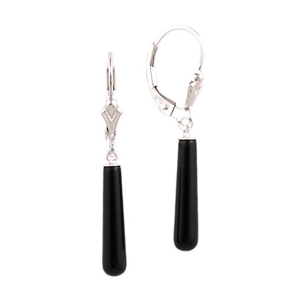 18mm Black Onyx Teardrop Leverback Earrings 925 Silver - Trustmark Jewelers - Earrings - 1