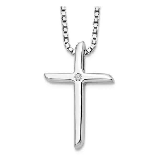 White Ice .01ct Diamond Cross Pendant Necklace Sterling Silver