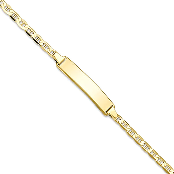 10K Yellow Gold Engravable Bar and 2.3mm Flat Anchor Chain Bracelet